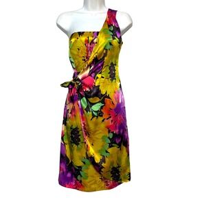 Vtg Y2K The Limited Tropical Glam 100% Silk Dress Women Size 4 Dopamine Dressing